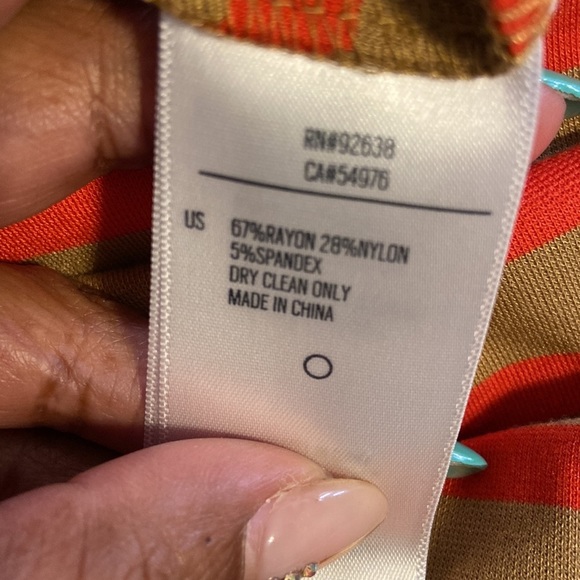 Fossil orange and khaki striped pencil skirt with exposed back zipper - Picture 9 of 9